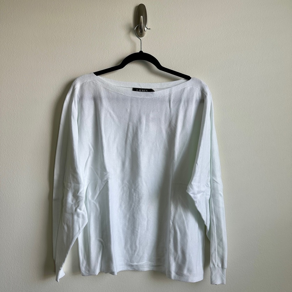 Lauren Ralph Lauren White Lightweight Long-Sleeve Sweater